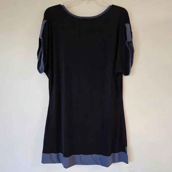 Dotti Black SS Mini Dress Scoop Neck Grey Trim Med/Lge? - Picture 6 of 16